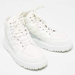 Dior White Mesh and Patent Leather D-Player High Top Sneaker Size 37.5