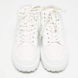 Dior White Mesh and Patent Leather D-Player High Top Sneaker Size 37.5