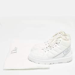 Dior White Mesh and Patent Leather D-Player High Top Sneaker Size 37.5