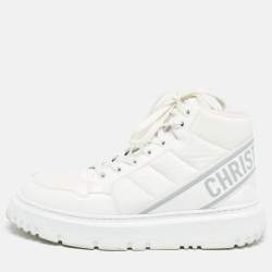 Dior White Mesh and Patent Leather D-Player High Top Sneaker Size 37.5