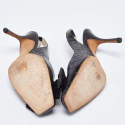Pre Owned Dior Black Croc Embossed Leather Slingback Pumps Size 37.5