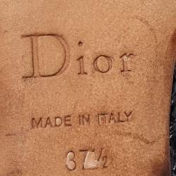 Pre Owned Dior Black Croc Embossed Leather Slingback Pumps Size 37.5
