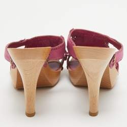 Dior Pink Leather Laser Cut Detail Clog Sandals Size 37