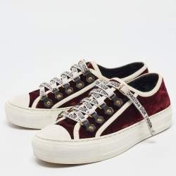 Pre Owned Dior Burgundy Velvet Walk'n'Dior Sneakers Size 35.5