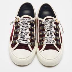 Pre Owned Dior Burgundy Velvet Walk'n'Dior Sneakers Size 35.5