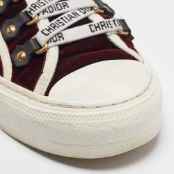 Pre Owned Dior Burgundy Velvet Walk'n'Dior Sneakers Size 35.5