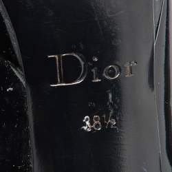Dior Black Patent Leather Platform Zip Ankle Booties Size 38.5