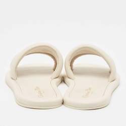 Dior Off White Leather Every-D Flat Slides Size 39.5