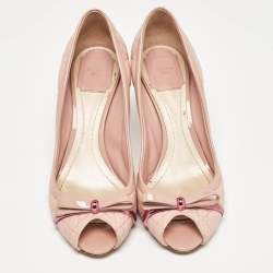 Dior Pink Quilted Leather Bow Peep Toe Pumps Size 38