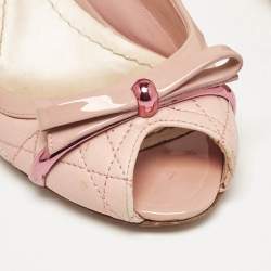 Dior Pink Quilted Leather Bow Peep Toe Pumps Size 38