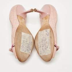 Dior Pink Quilted Leather Bow Peep Toe Pumps Size 38