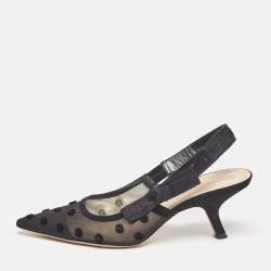 Dior Black Polka Dot Mesh J'adior Pumps Size 39