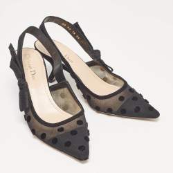 Dior Black Polka Dot Mesh J'adior Pumps Size 39