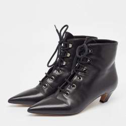 Dior Black Leather Pointed Toe Boots Size 39
