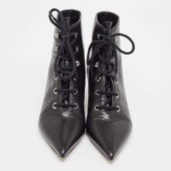 Dior Black Leather Pointed Toe Boots Size 39