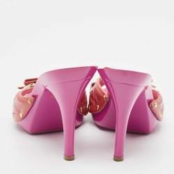 مملوكة مسبقًا Dior Pink Quilted Patent Leather Bow Slide Sandals Size 40