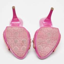 مملوكة مسبقًا Dior Pink Quilted Patent Leather Bow Slide Sandals Size 40