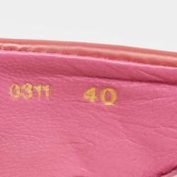 مملوكة مسبقًا Dior Pink Quilted Patent Leather Bow Slide Sandals Size 40