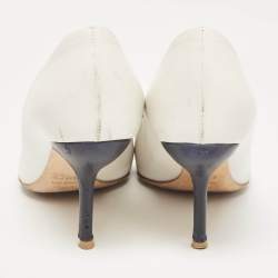Dior White Leather Flower Applique Peep Toe Pumps Size 37.5