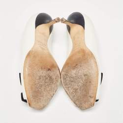 Dior White Leather Flower Applique Peep Toe Pumps Size 37.5