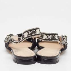 مملوكة مسبقًا Dior Black Mesh J'Adior Slingback Flat Sandals Size 39.5