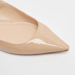 Pre Owned Dior Beige Patent Leather J'adior Slingback Flats Size 39.5