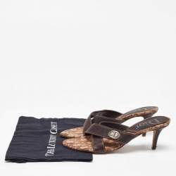 Dior Brown Canvas and Leather Slide Sandals 40.5