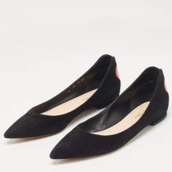 Dior Black Suede Pointed Toe Ballet Flats Size 40
