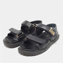 Dior Black Leather DiorAct Flat Sandals Size 38.5