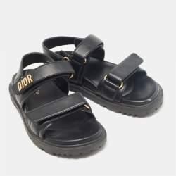 Dior Black Leather DiorAct Flat Sandals Size 38.5