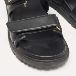Dior Black Leather DiorAct Flat Sandals Size 38.5