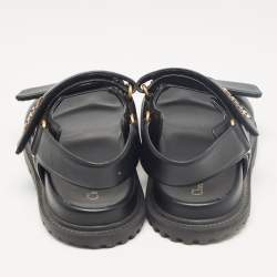 Dior Black Leather DiorAct Flat Sandals Size 38.5