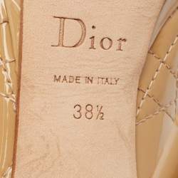 Dior Beige Cannage Patent Bow Peep Toe Pumps Size 38.5