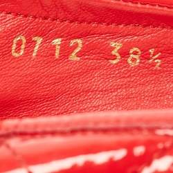 Pre Owned Dior Red Cannage Patent Leather Bow Ballet Flats Size 38.5