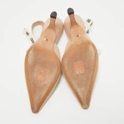 Pre Owned Dior Beige Technical Fabric J'adior Slingback Pumps Size 37