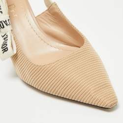 Pre Owned Dior Beige Technical Fabric J'adior Slingback Pumps Size 37