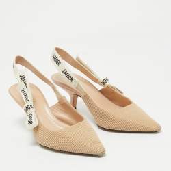 Pre Owned Dior Beige Technical Fabric J'adior Slingback Pumps Size 37