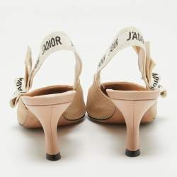 Pre Owned Dior Beige Technical Fabric J'adior Slingback Pumps Size 37