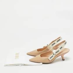 Pre Owned Dior Beige Technical Fabric J'adior Slingback Pumps Size 37