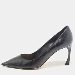 Dior Black Textured Leather Pointed Toe Pumps Size 39.5