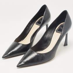 Dior Black Textured Leather Pointed Toe Pumps Size 39.5