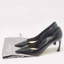 Dior Black Textured Leather Pointed Toe Pumps Size 39.5