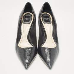 Dior Black Textured Leather Pointed Toe Pumps Size 39.5