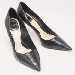 Dior Black Textured Leather Pointed Toe Pumps Size 39.5