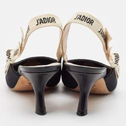 Dior Black Technical Fabric J'adior Slingback Pumps Size 39.5 