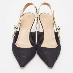 Dior Black Technical Fabric J'adior Slingback Pumps Size 39.5 