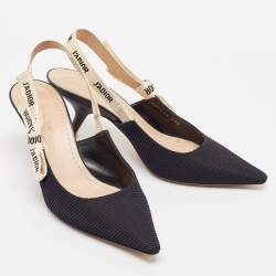 Dior Black Technical Fabric J'adior Slingback Pumps Size 39.5 