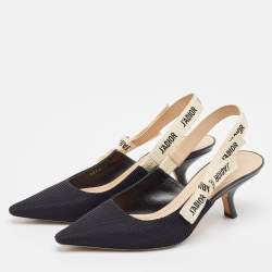 Dior Black Technical Fabric J'adior Slingback Pumps Size 39.5 