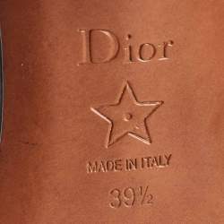 Dior Navy Blue/White Embroidered Canvas Dway Slide Sandals Size 39.5