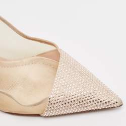 Dior Pink Suede and Mesh Embellished Dior Desir Pumps Size 37.5
